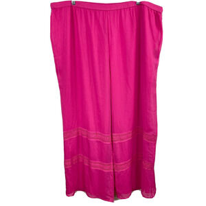 NWT‎ Hot In Hollywood Pants Womens Sz 3X Pink Magenta Flowy Palazzo Crochet